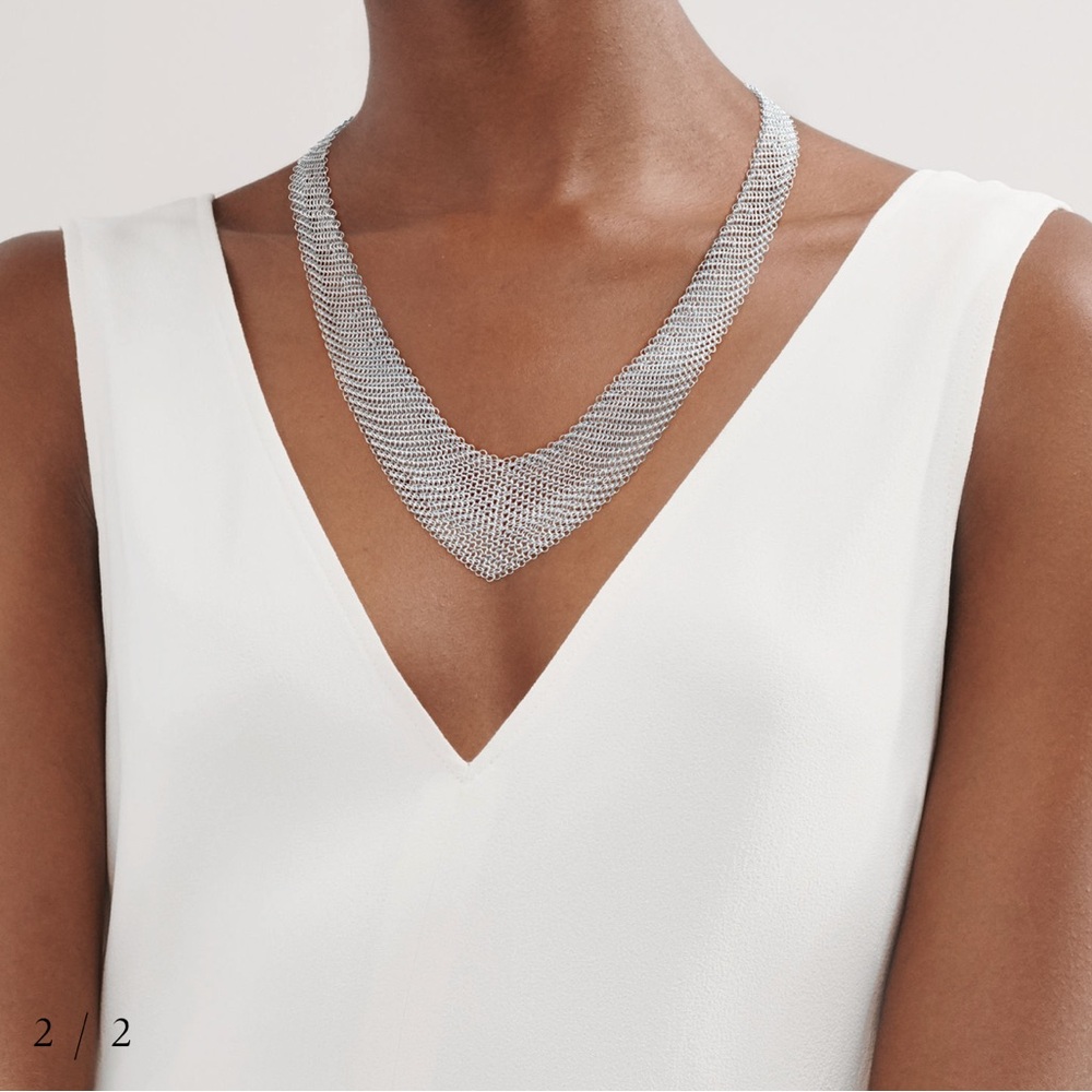 Tiffany & Co. Elsa Peretti Sterling Silver Mesh Bib Necklace NEW